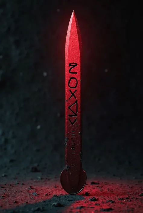 Red razorblade with inscription ZUX in black background on ultra HD realistic 4 k