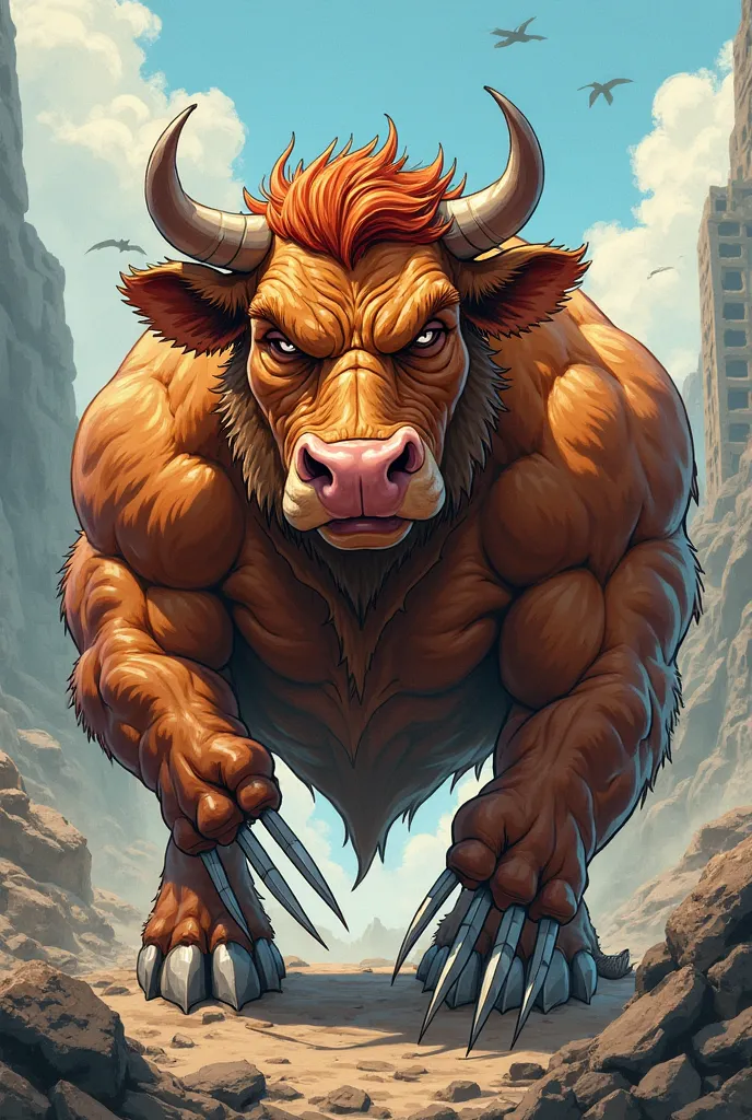 Generate a cartoon cow as if it were Wolverine