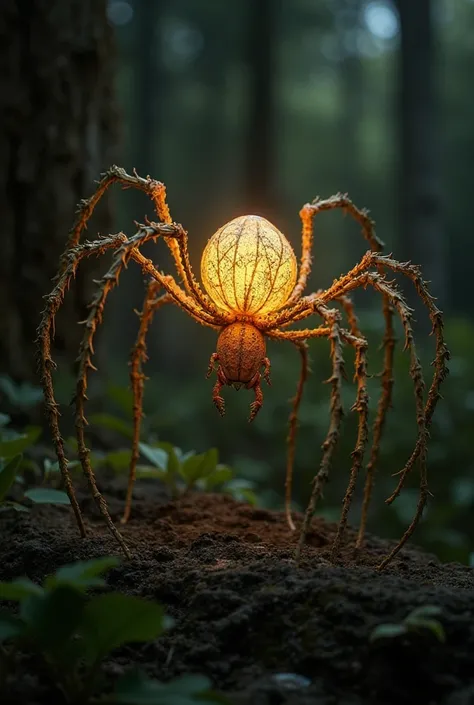 Create a light unit inspired by spider with organic material 