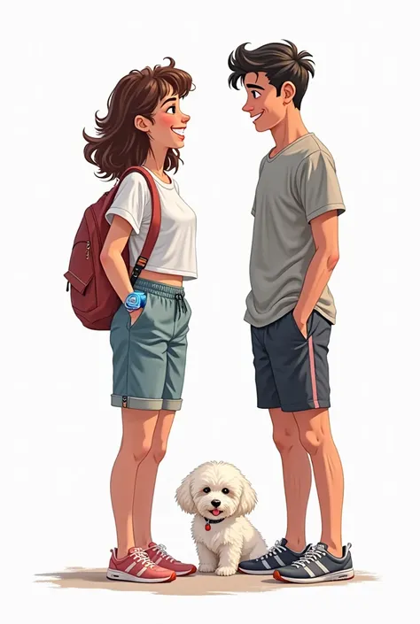 Semi-realistic digital illustration of art line with a touch of modern comics The pose in the image transmits happy air with complicity between them. To adapt it to a digital illustration in a semi-realistic style with a touch of modern comics , with the p...