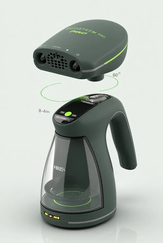 Concept Visualization: EcoSteam Pro
Imagine a sleek, modern handheld steamer with a design that exudes both advanced technology and eco-friendly appeal. Here’s a breakdown of its visual elements:

Overall Form & Finish:
The device features a streamlined, a...