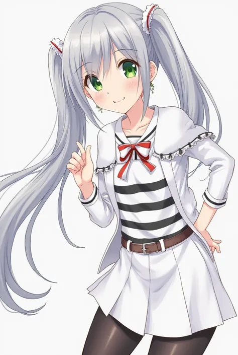 score_9, score_8_up, score_7_up, score_6_up, score_5_up, score_4_up, source_anime BREAK frieren, long hair, twintails, green eyes, detailed eyes, well-aligned eyes, grey hair, pointy ears, 1girl, solo, looking at you, upper body, thick eyebrows, earrings, ...