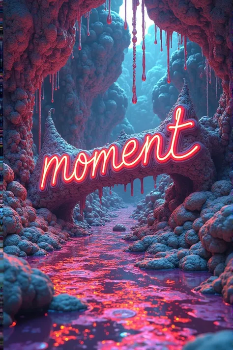 Write "Moment Pronunciation #1" with a psychedelic background 