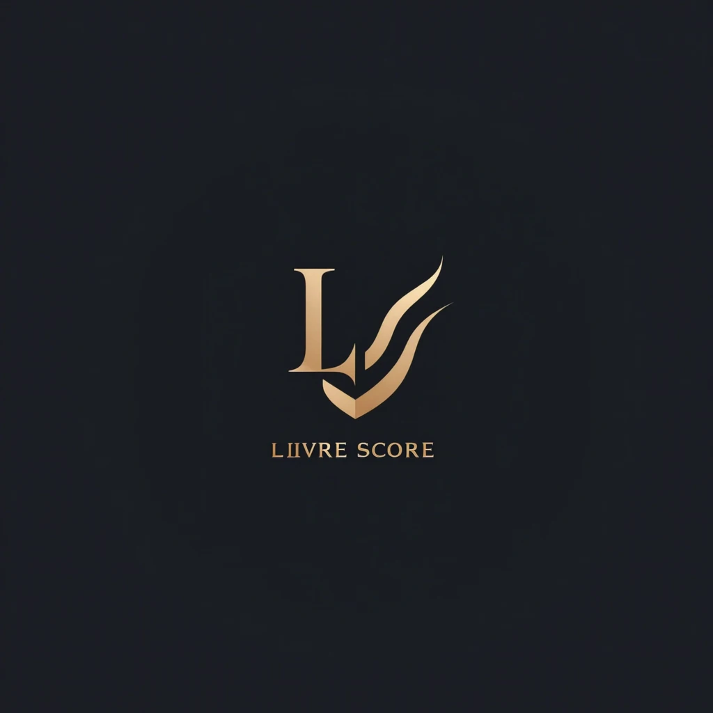 Create a modern and luxurious logo for a financial services company named 'Livre Score'. Use a dark color palette, that convey sophistication and trust. Incorporate abstract elements that suggest upward movement, such as sleek arrows, rising lines, or a gr...