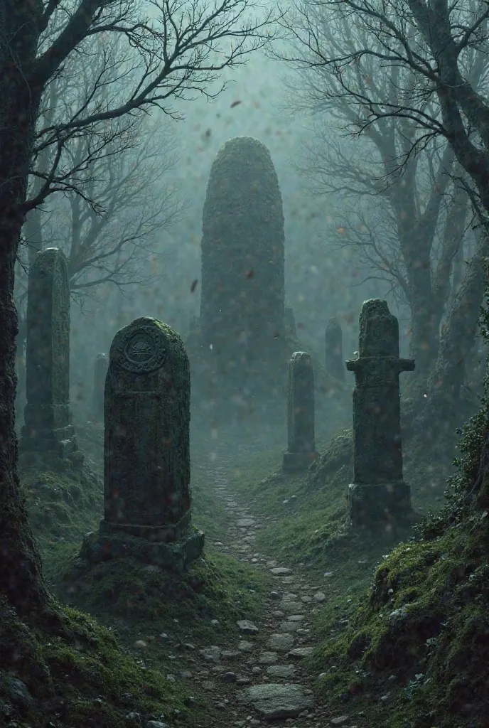 tumulus cemetery dark hyper realistic