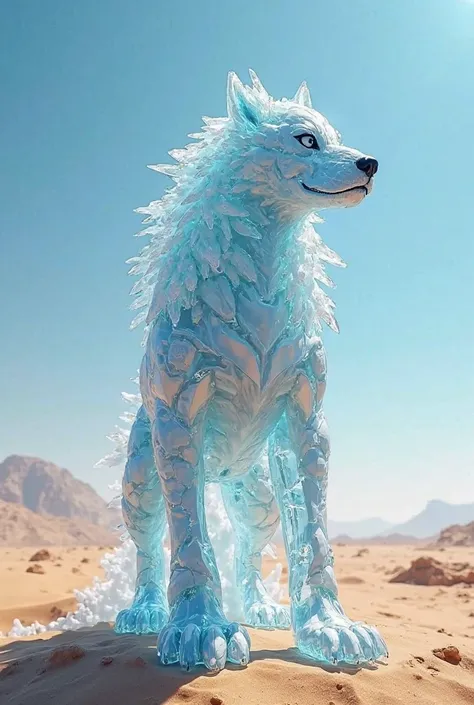 Draw me an ice dog in the desert 