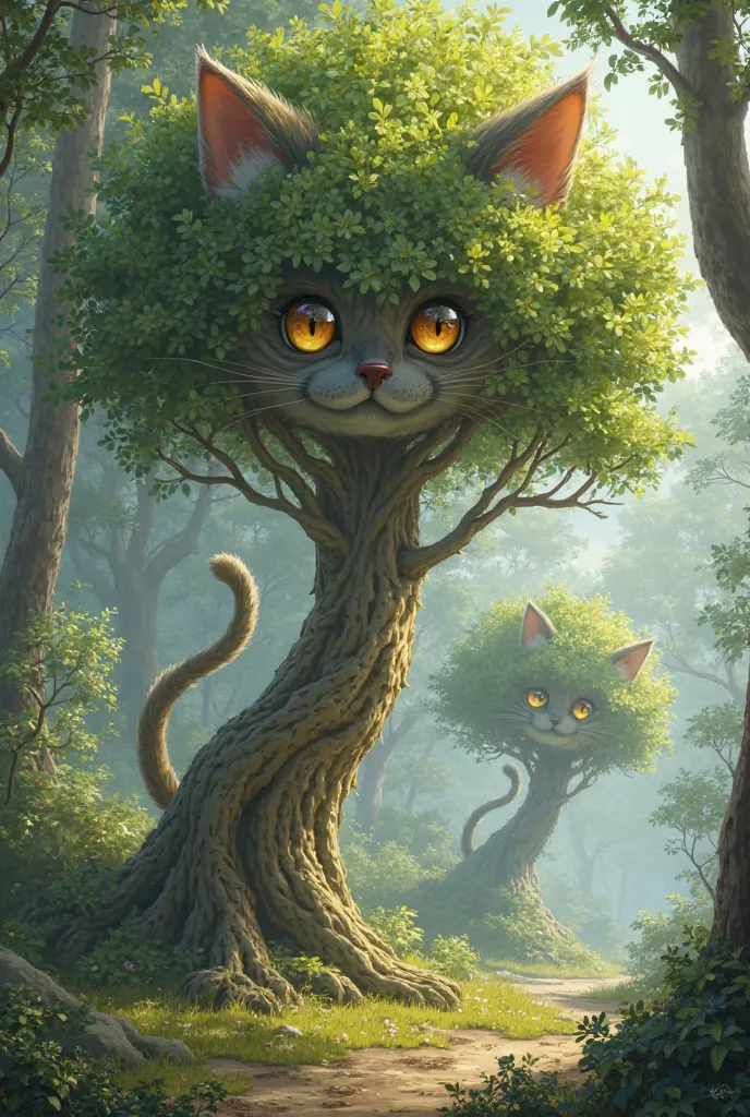 Trees with cat ears and tails realistic version