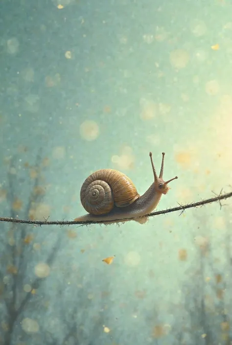 A snail that keeps its balance on a wire or ferus wire 