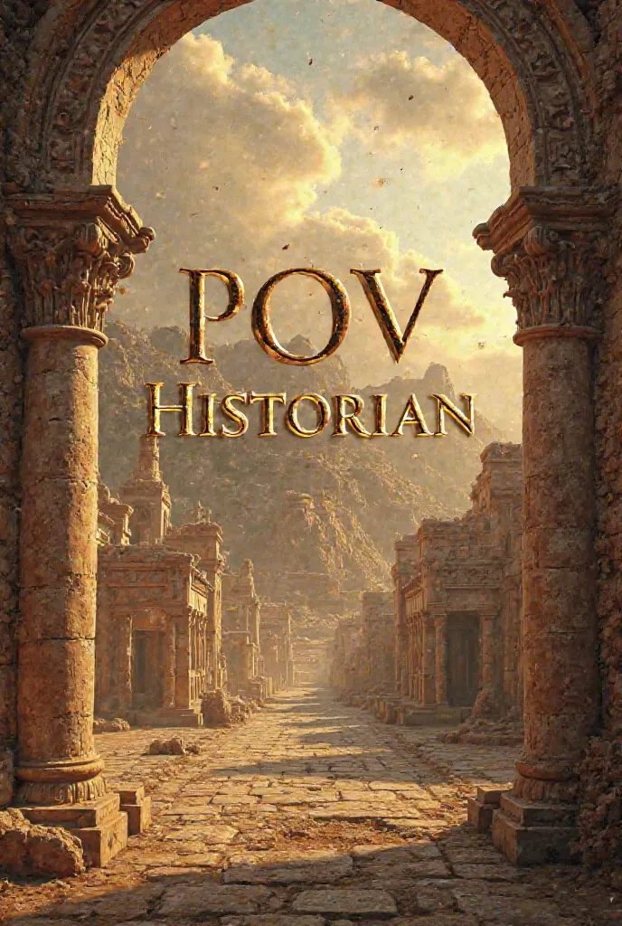 Create a captivating profile picture for a TikTok account named 'POV Historian' that focuses on historical content. The design should feature an old historical background, such as ancient architecture (e.g., Greek temples, Roman Colosseum, Egyptian pyramid...