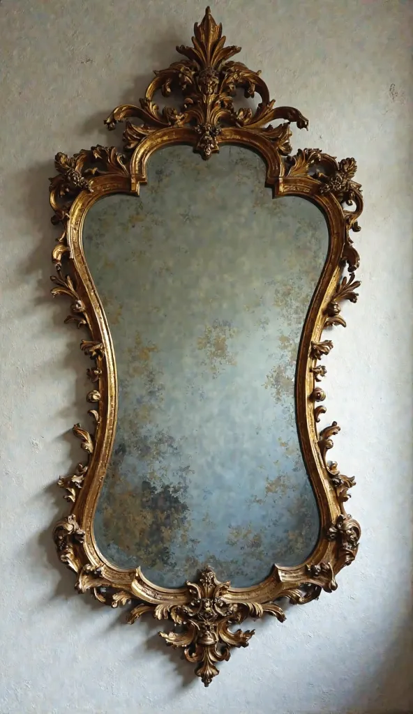 mysterious antique mirror hanging on a wall