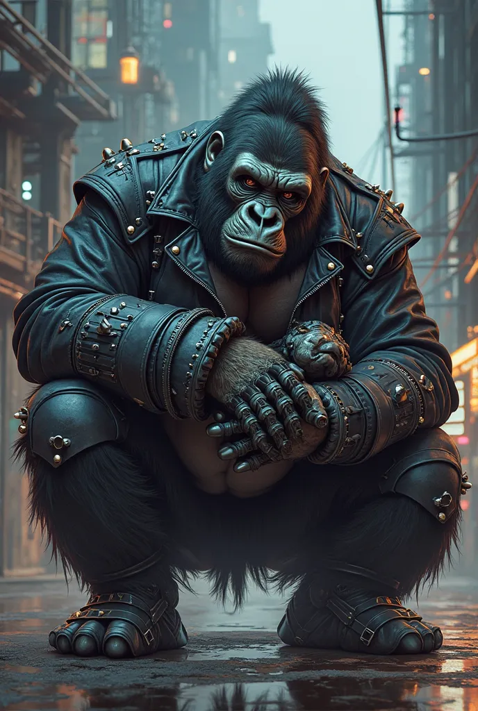 Vector of suckling gorilla biker