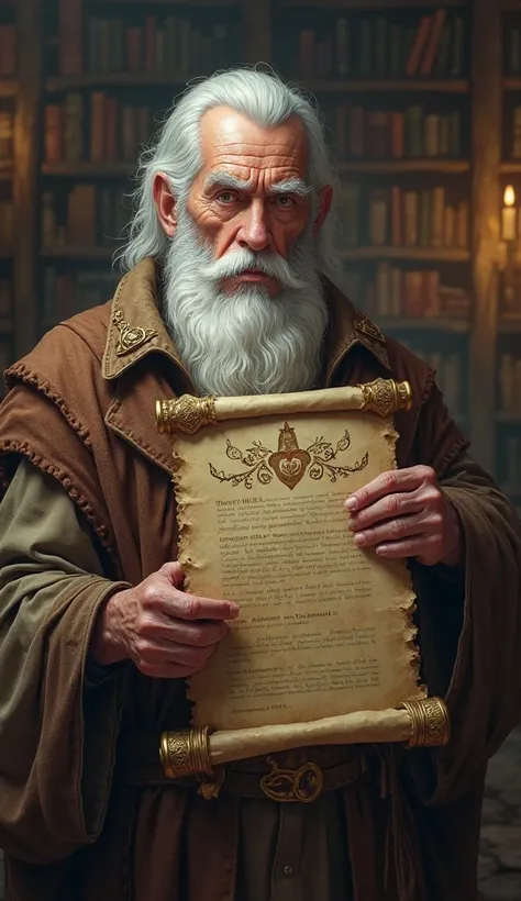 Cire an old man with white hair and beards holding a scroll