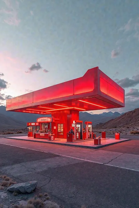 Red fuel station
