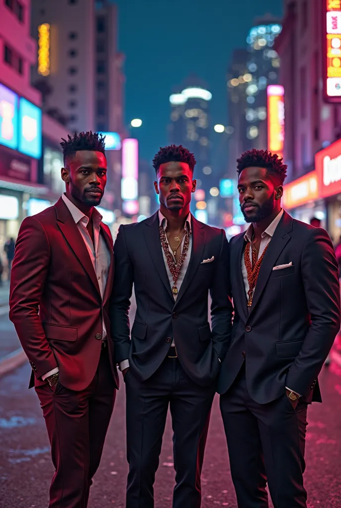 Three rich young black men, in the nights of Sao Paulo 