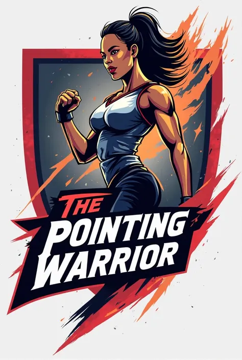 sports logo for women's volleyball team ,  with the name.."The Pointing Warrior"