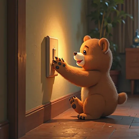 create an animated image of a bear's paw by turning off a light switch