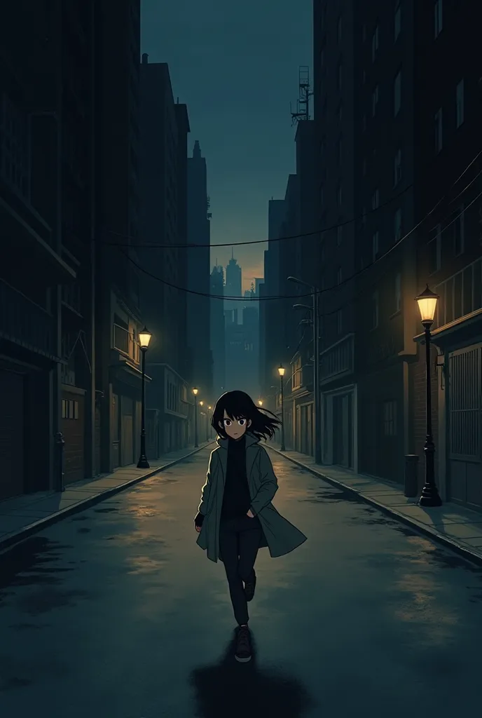 anime.It was a night . Sara was hurriedly walking alone on an uncrowded avenue. 