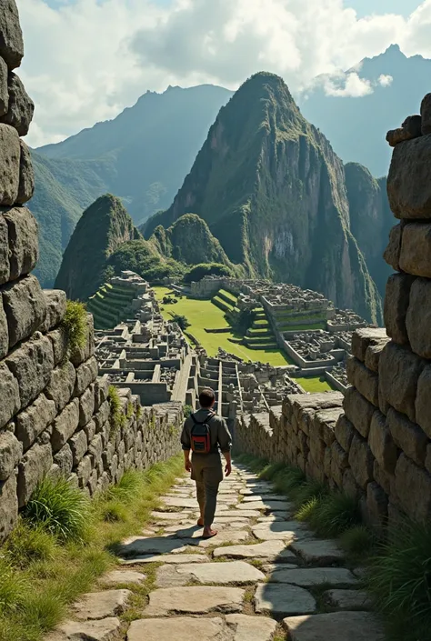 Walking in Machu Picchu backwards