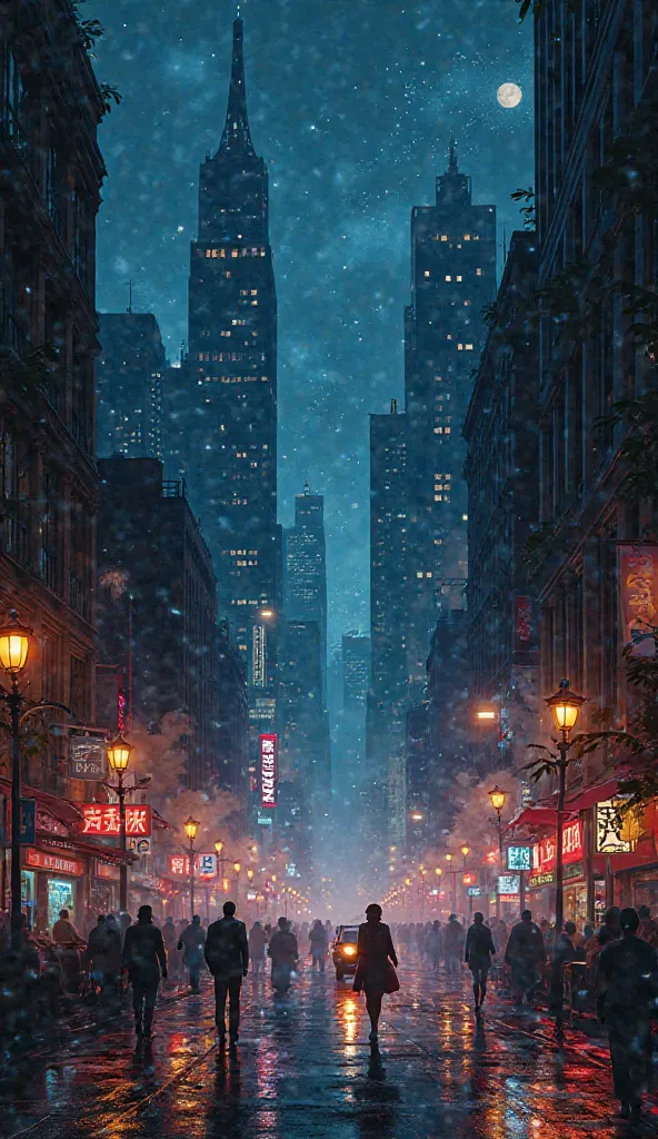 Take a landscape of a city at night 