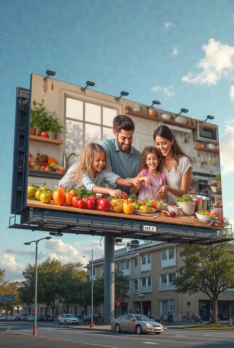 A billboard for a kitchenware store with the family written in the middle
