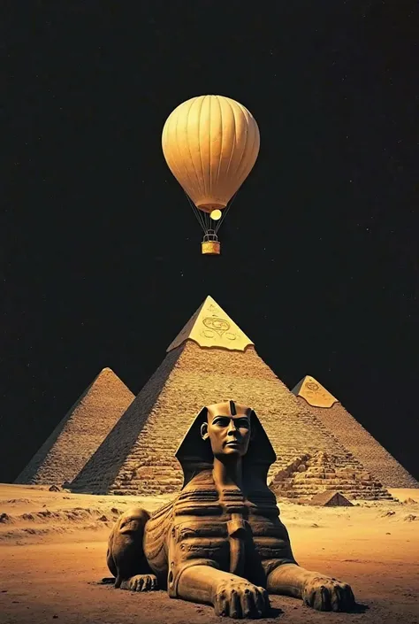 I want a logo for the triple pyramids with the Sphinx in front of them, and it will consist of two black colors in the background, which are their outer frame. With a golden balloon, they look forward and have a logo for the page
