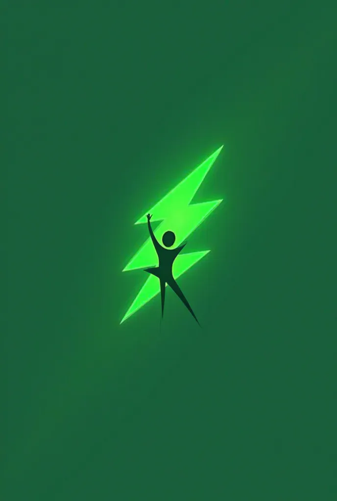 Illustrate a logo for a green one-handed team holding a green lightning bolt ( minimalist)