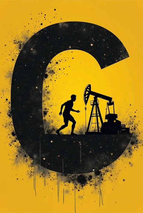 I want to create an isotype with the letter c with black and yellow colors and that is related to football and the oil industry 