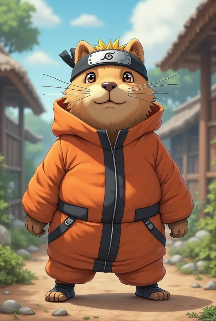 Animated Capybara disguised as Naruto