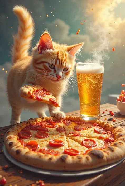 
Close-up of an improved masterpiece:1.5)0.9], (Pizza and a glass of carbonated drink:1.2) (The figure of a flying cat with yellow silver hair messy catching pizza:1.1) ( heterochromia: xanthochromia and vibrant colors for ren:1.2) (blurred shadows1.0) (ba...