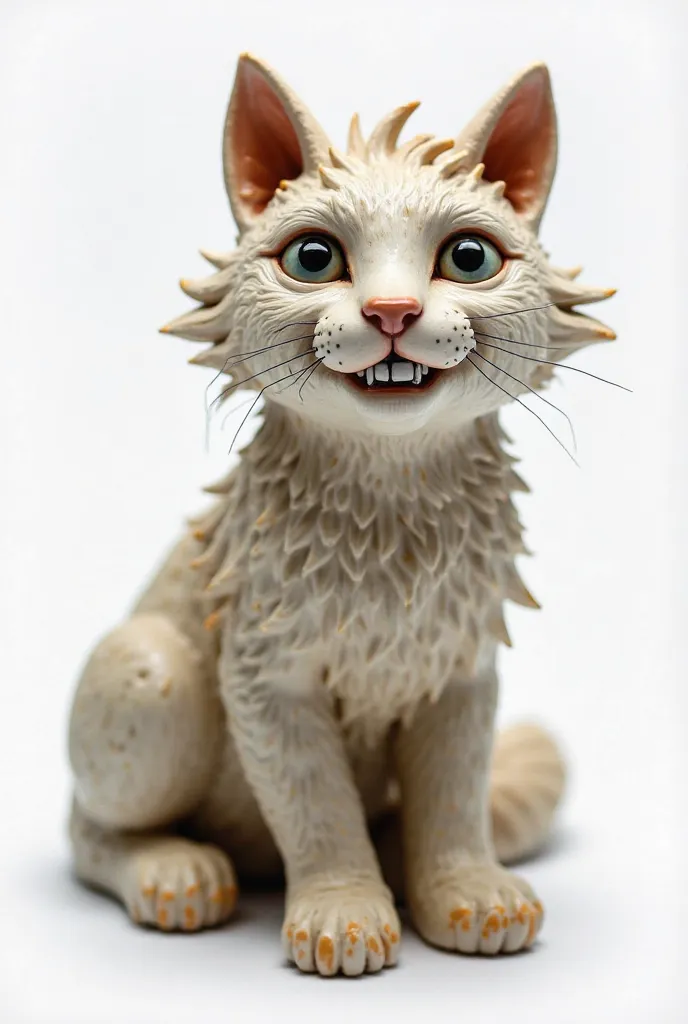 Hilbilly cat porcelain figure on white background