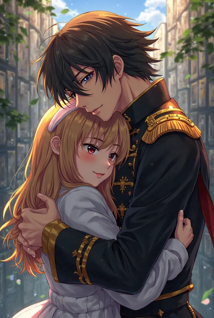 A girl hugging lelouch from code geasse anime 