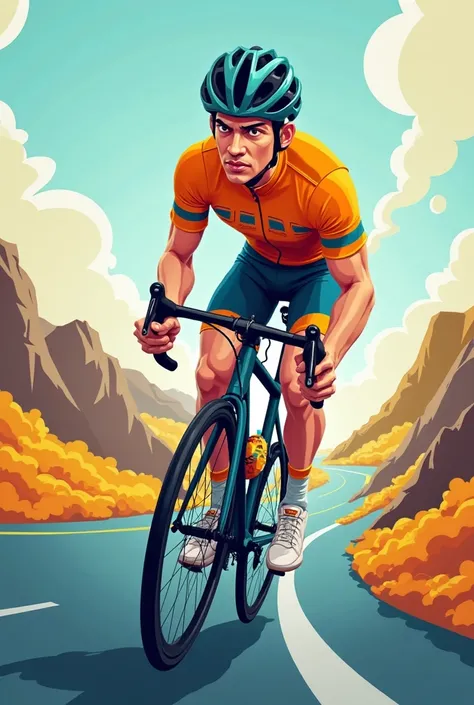 road cyclist in cartoon