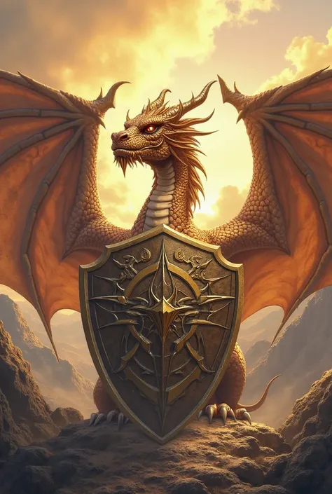 I want an image of a dragon with the name of resilience on the shield