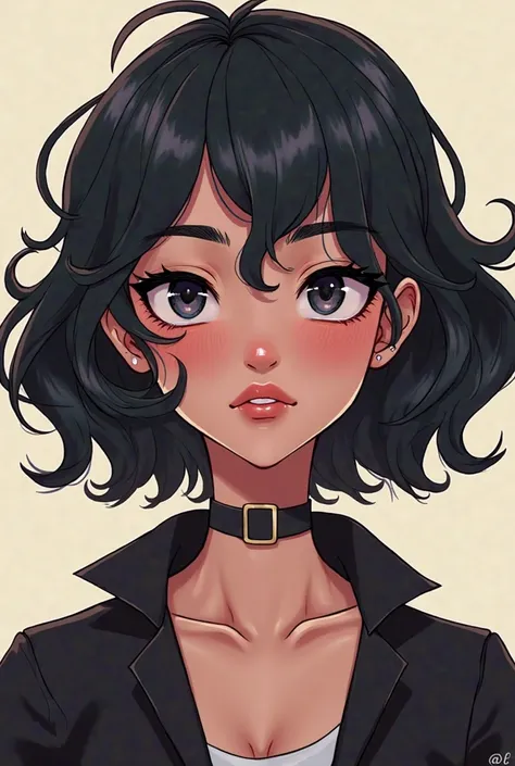 An animado avatar, Wavy black haired with an eyeliner 