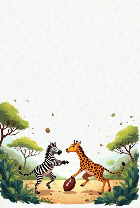 Cute safari with american football and white background 