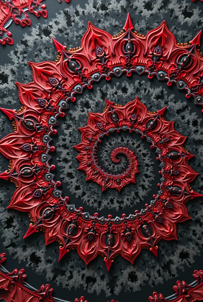 Highly detailed spiral mandala with matte effect. The geometry of this one is unique because it is pointed in style and some details in the style of lace and half of the rules. In resulting black and red colors and very vivid colors, with some details in o...