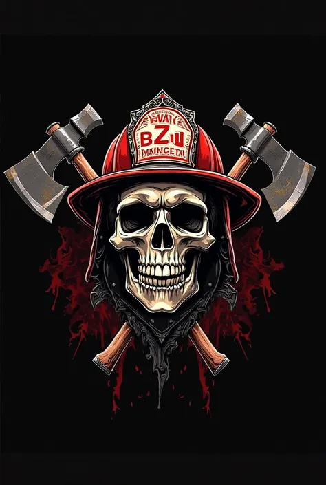 Make me a skull with a fireman's helmet with two crossed firefighter axes, black background
On the helmet say L Gimenez BJ2 007/2y are behind the skull and with the lower jaw, Let it say only L Gimenez BJ2 007/24, No more words.
You can trust the logo of t...