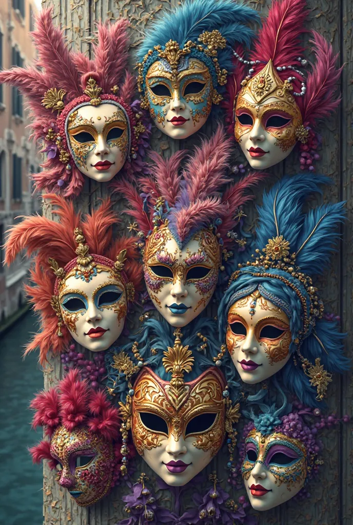 Vectors about the masks of the Venice Carnival 