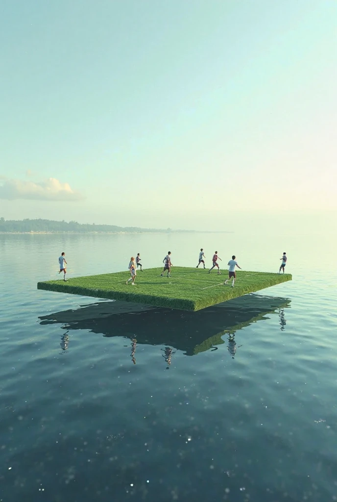 Soccer field on top of the water 