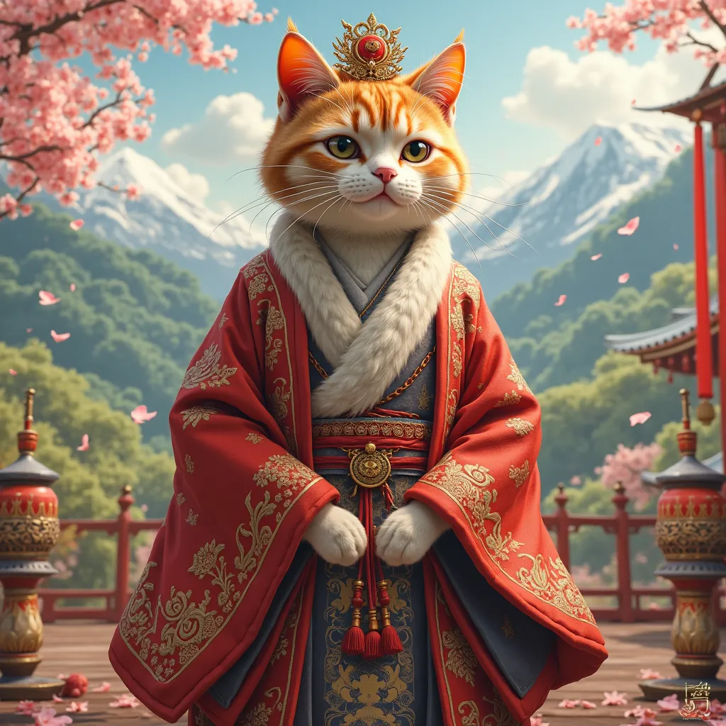 A cat dressed as Himiko from Yamatai