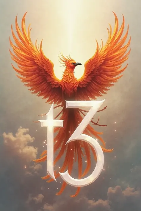 Make a background with neutral colors and with the word T3 large and a phoenix coming out from behind it 