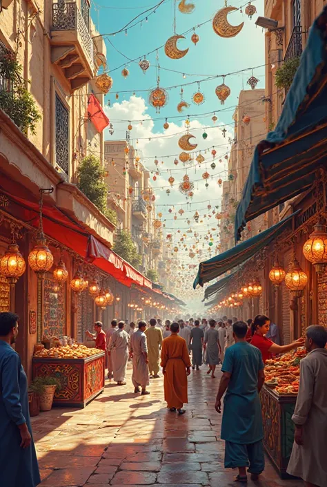 A scene in a popular neighborhood with Ramadan signs In egypt