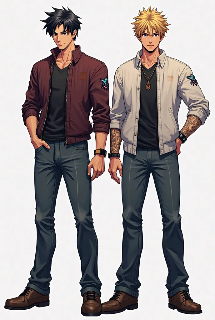 a couple of anime characters with different poses and body shapes, baki style, male anime character, as an anime character, handsome anime pose, single character full body, anime character, 2022 anime style, 2 0 2 2 anime style, anime handsome man, best an...