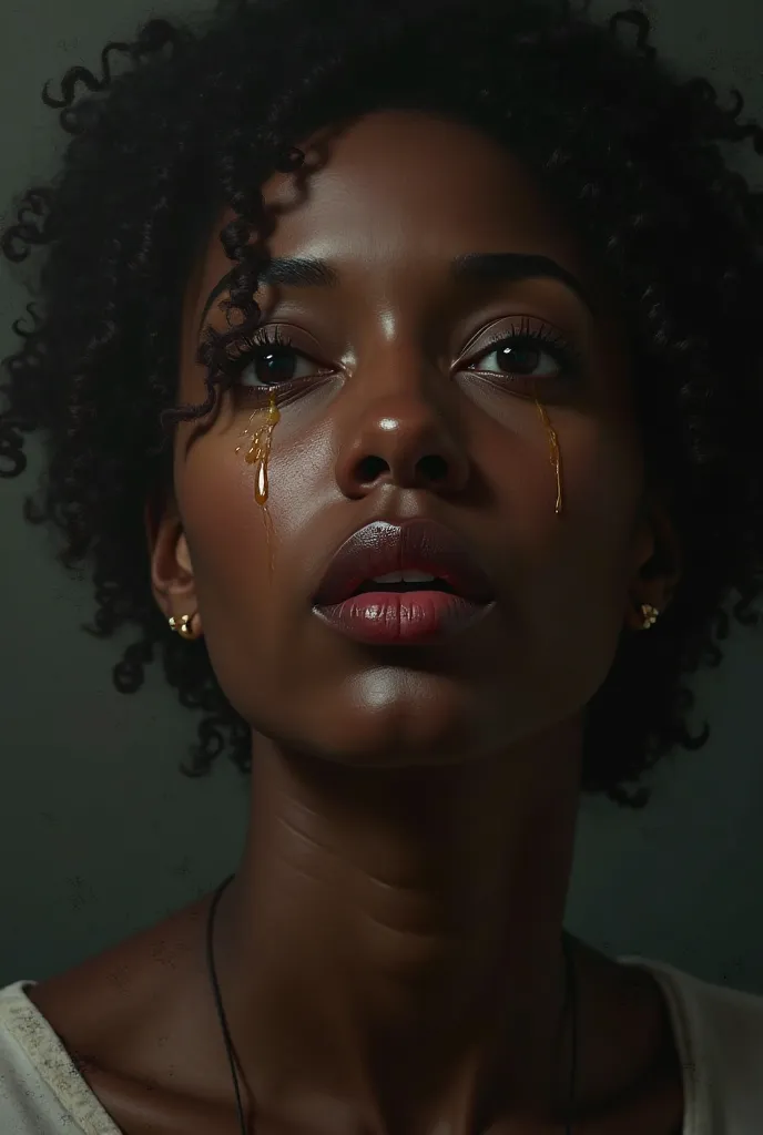 A black woman crying 