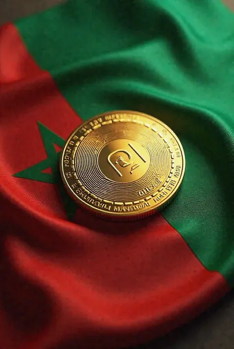 Image of Pi Network coin with only the Moroccan flag next to it. The main coin logo and the Moroccan flag