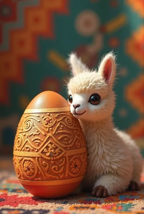 Create a Peruvian egg with a llama