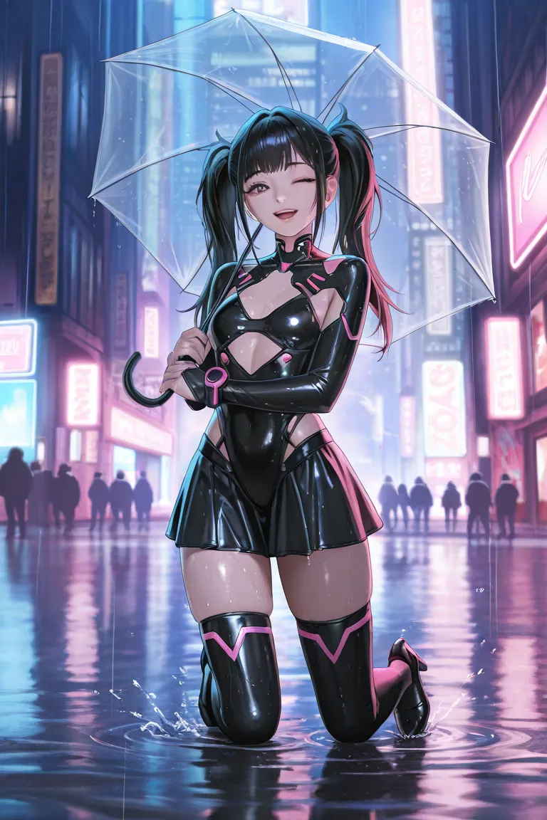  masterpiece, best quality, amazing quality, is very beautiful, high resolution, super detailed, cyberpunk neon suit,  latest, landscape,  
Rainy Night, neon city, cyberpunk street, cinematic lighting, Volumetric Lighting, Reflective rain, Deep background,...