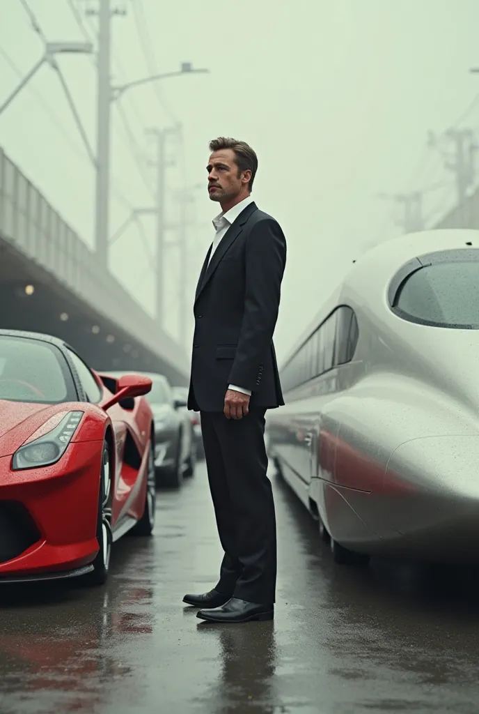 You can put Brad Pitt in the center and looking at the center doubtful whether to choose a Ferrari that is on his left and a super modern bullet train that is on his right