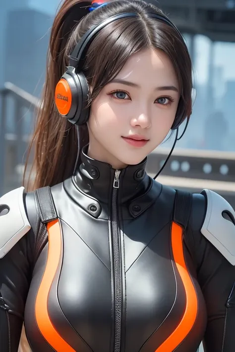 Top Quality, Masterpiece, Ultra High Resolution, (Photorealistic: 1.4), Raw Photo, 1 Girl, 1 mechanical girl, mechanical suit, black hair, Glossy Skin,  (((Ultra Realistic Details)), Portrait, Global Illumination, Shadows, Octane Rendering, 8K, Ultra Sharp...