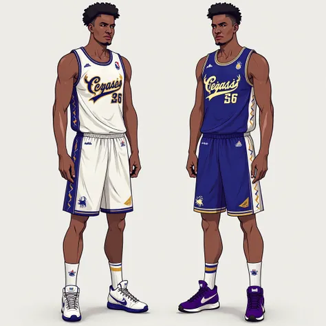 Create a retro uniform for the fictional NBA team Carolina Pegasi,  inspired by the aesthetics of the 80s . The design must reflect the mythological and sporting identity of the team, highlighting the Pegasus as a symbol of strength and speed.  

Home (Uni...